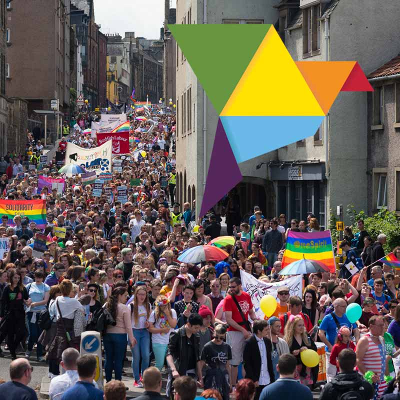 Pride march through Edinburgh. Photo by Iain Robinson